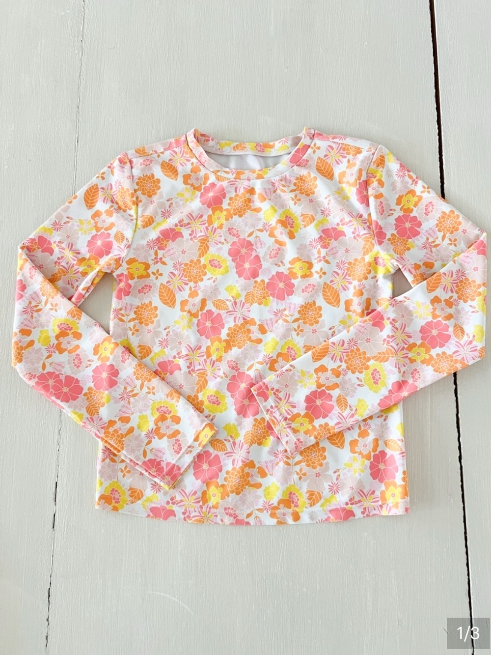 GAP Kids Floral Long Sleeve Rash Guard Swim Top Size L